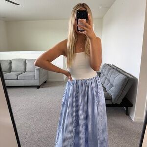 Striped Blue & White Maxi dress — Lightweight Summer dress